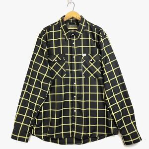 DIXXON FLANNEL Shirt Mens VOGUE‎ TYRES Shirt Sz 2XL Tall Black Yellow Pearl Snap